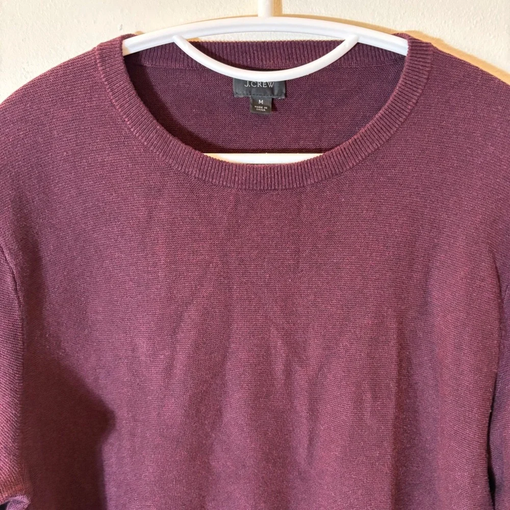 J. Crew Mens Burgundy 100% Cotton Crewneck Sweater‎ Size Medium